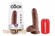 7 Inch Cock - with Balls - Brown 