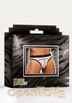 Lo Rise Panel Thong Black-White Stripe - Small (Male Power - Batter Up)