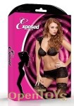 Cap Sleeve Top, Skirt and G-String Set Black - S/M (Magic Silk - Hypnotic Swirl)