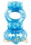 Double Vibrating Twin Ring - Blue (Shots Toys)