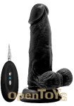 Vibrating Realistic Cock with Remote Control - 6 Zoll - Black (RealRock)