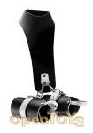 Leather Black and White Neck-Wrist Restraint with Velcro (Bad Romance Toys)