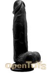 Realistic Cock - 8 Zoll - with Scrotum - Black (RealRock)