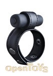 Leather Cock Ring with 10 Speed Bullet - Black (Shots Toys - Ouch!)
