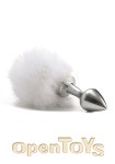 Beginner Bunny Tail Buttplug - Silver (Shots Toys - Ouch!)