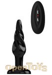 Buttplug - Rubber Vibrating - 5 Inch - Model 5 - Black (Bottom Line)