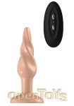 Buttplug - Rubber Vibrating - 5 Inch - Model 5 - Flesh (Bottom Line)
