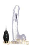 Vibrating Realistic Cock with Scrotum - 10 Inch - with Remote Control - Transparent (RealRock)