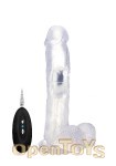 Vibrating Realistic Cock - 9 Inch - with Scrotum - Transparent (RealRock)