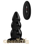 Buttplug - Rubber Vibrating - 5 Inch - Model 6 - Black (Bottom Line)