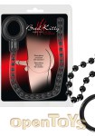 Cock Ring and String Beads - Black (Bad Kitty)