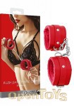 Plush Leather Wrist Cuffs - Red (Shots Toys - Ouch!)