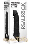 Penis Extender with Rings - 21 cm - Black (RealRock)