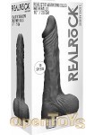 Realistic Vibrating Dildo with Balls - 10 Inch - Black (RealRock)