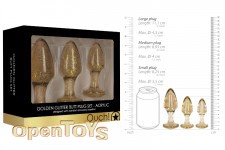 Golden Glitter Butt Plug Set - Acrylic - Gold 