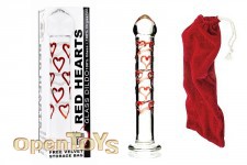 Red Hearts Glass Dildo 