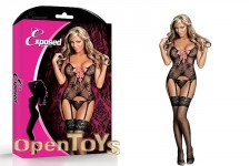 Merry Widow and G-String Set Black- S/M 