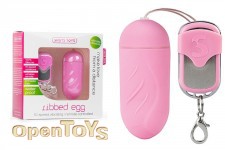10-Speed Remote Vibrating Ribbed Egg - Pink 