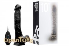 Vibrating Realistic Cock - 10 Zoll - with Scrotum - Black 