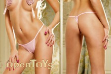 G-String mit Spitze - Rosa - M 