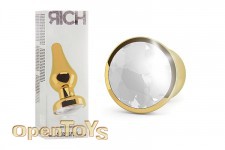 Gold Plug - 4,5 Inch - Clear Sapphire 