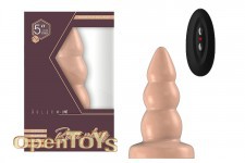 Buttplug - Rubber Vibrating - 5 Inch - Model 6 - Flesh 