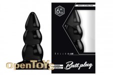 Buttplug - Rubber - 6 Inch - Model 6 - Black 