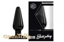 Buttplug - Rubber - 6 Inch - Model 1 - Black 