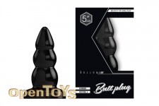 Buttplug - Rubber - 5 Inch - Model 6 - Black 