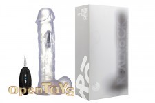 Vibrating Realistic Cock with Scrotum - 11 Inch - with Remote Control - Transparent 