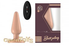 Buttplug - Rubber Vibrating - 5 Inch - Model 1 - Flesh 