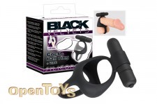 Black Velvets Cock and ball ring + Vibe 