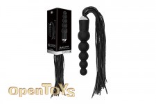 Black Whip with Curved Silicone Dildo - Black 