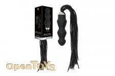 Black Whip with Rounded Silicone Dildo - Black 