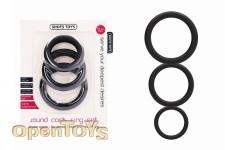 Round Cock Ring Set - Black 