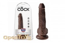 6 Inch Cock with Balls - Brown 