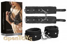 Plush Leather Wrist Cuffs Premium - Black 